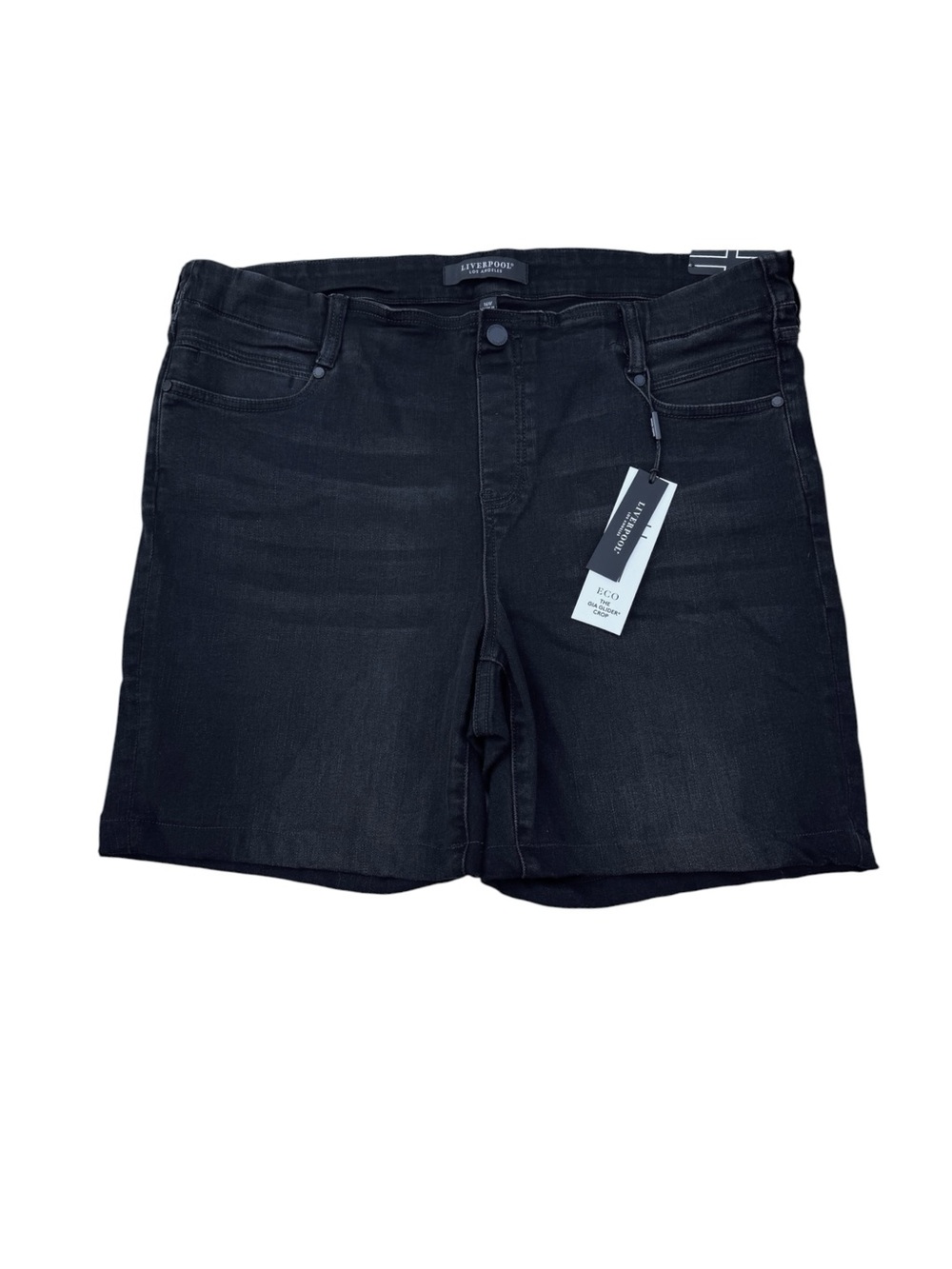 Liverpool The Gia Glider Crop Pull On Jean Shorts Plus Size 16W ECO Black Denim